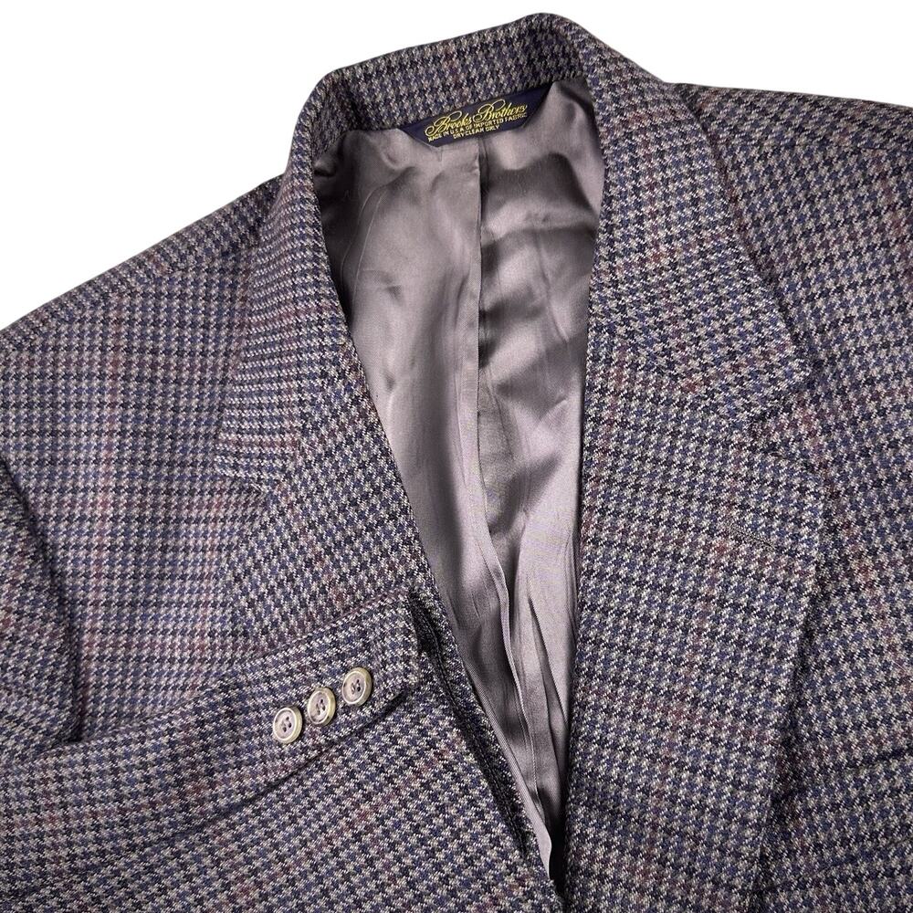 Brooks Bothers Blazer Sports Coat 45LG‎ 100% Wool Union Made USA Micro plaid